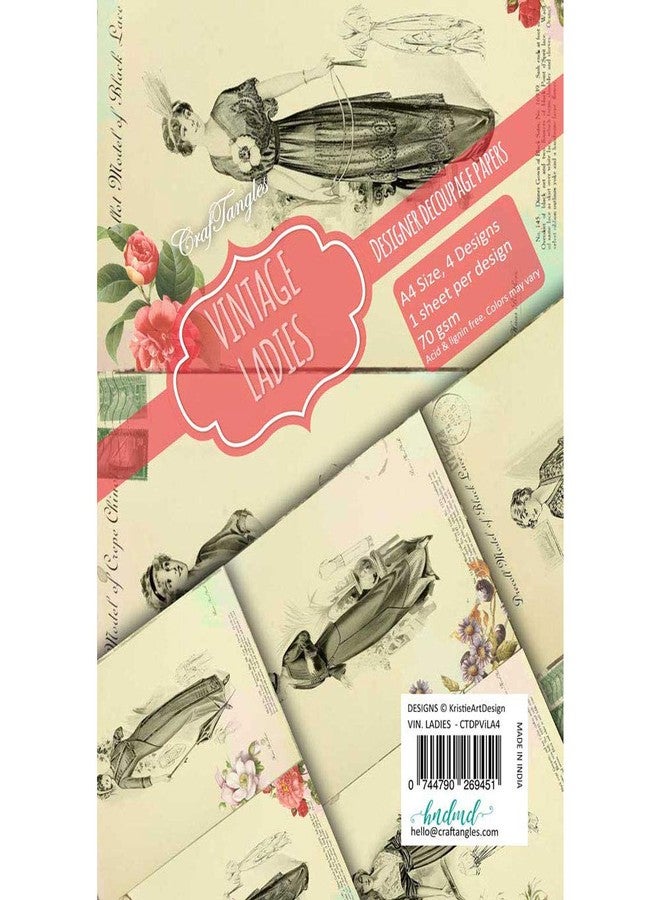 CrafTangles مجموعة ورق ديكوباج كرافت تانجلز - تصميمات نسائية كلاسيكية (مقاس A4) - Image 3